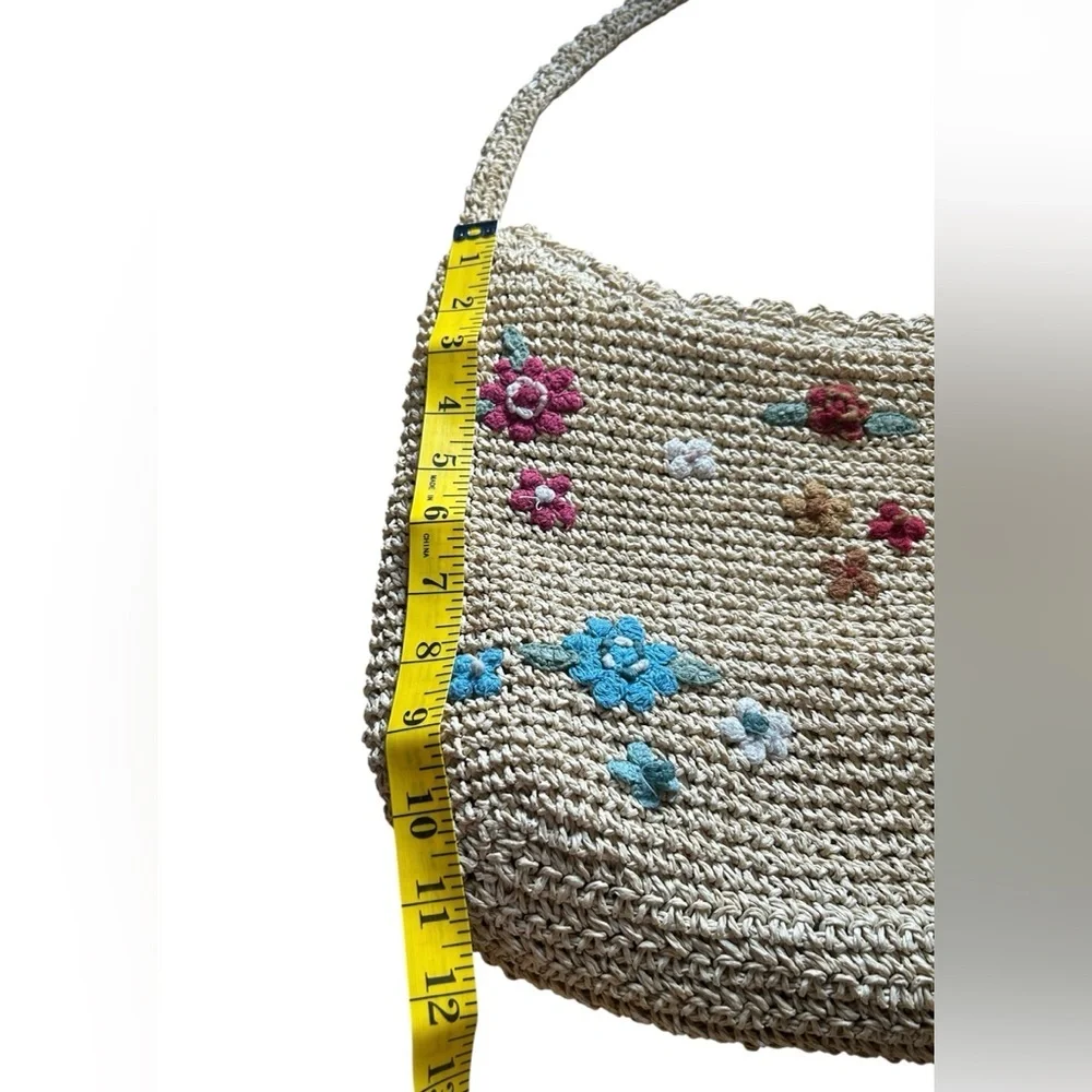 Capelli Straworld Floral Straw Crochet Shoulder Bag Boho Summer Beach Purse - Picture 13 of 16